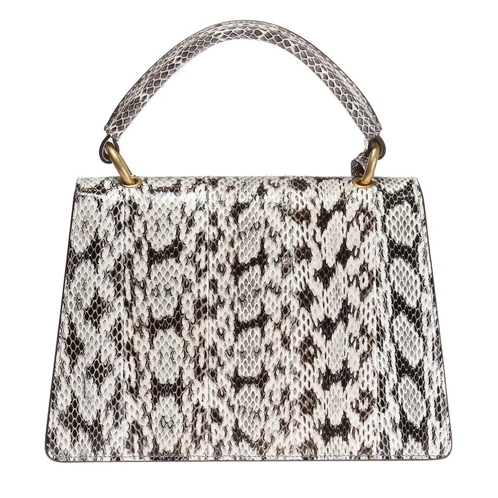 Gucci Black and White Snakeskin 'LOVED' Bee Top Handle Shoulder Bag